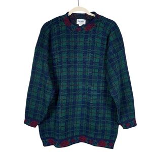 Vintage Tartan Grandpa Sweater Size XL Plaid Chunky Holiday Christmas Heritage